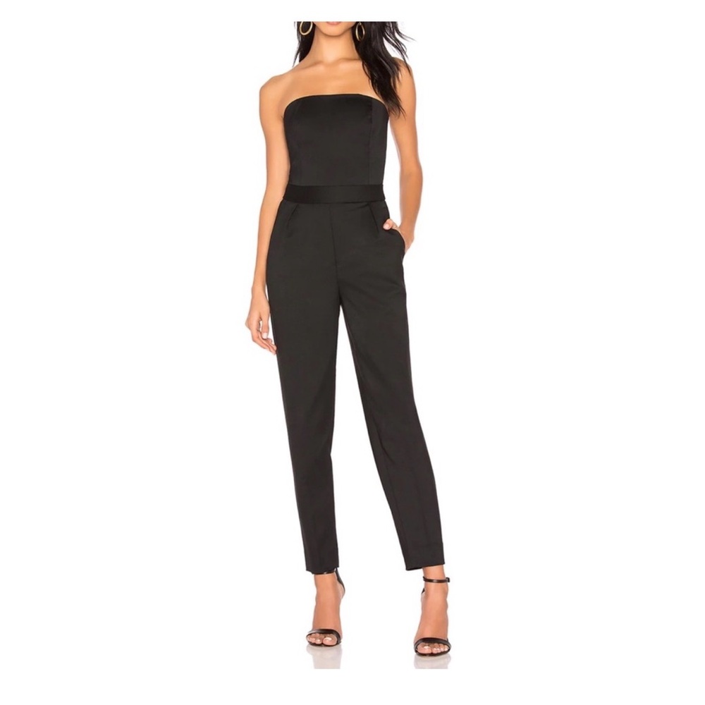 THEORY Strapless Tux Black Wool Crop Cocktail City Jumpsuit